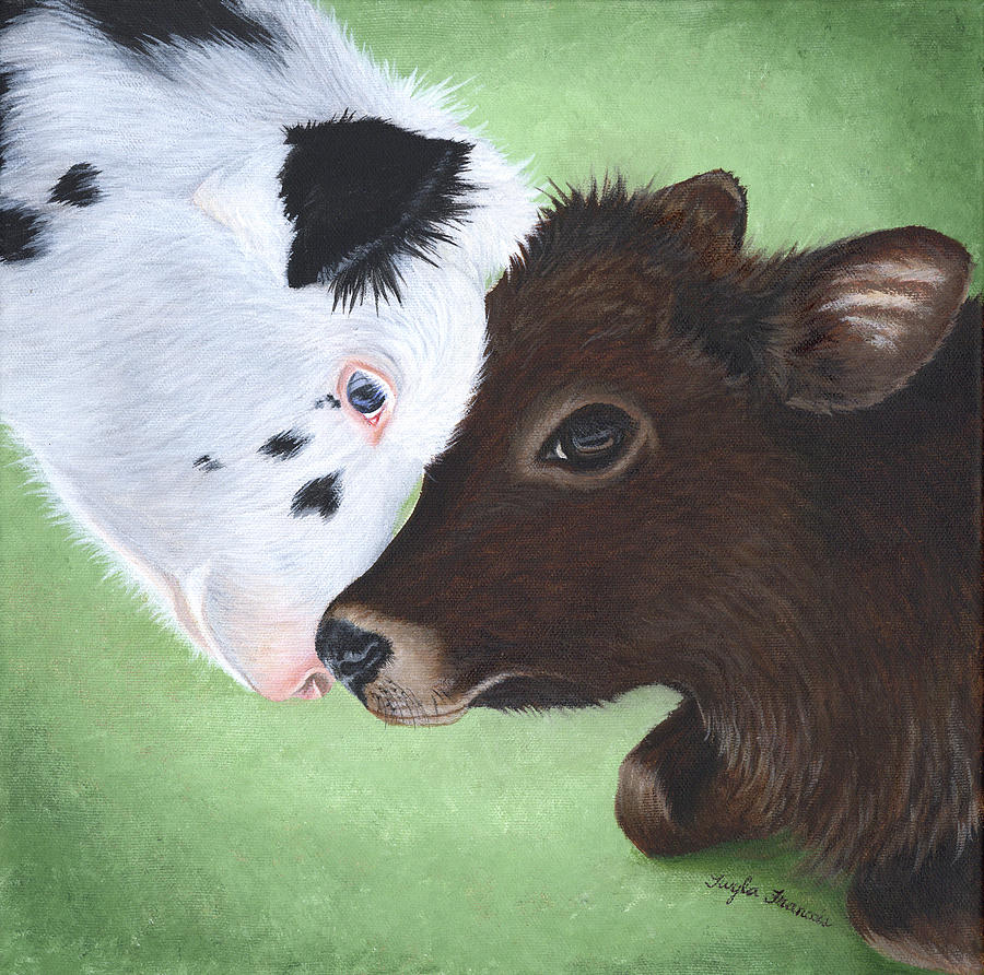 Calves Painting - Bali and Kai by Twyla Francois
