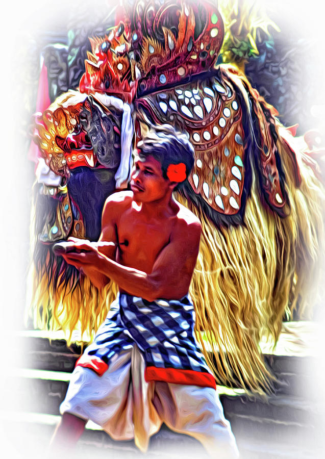 Bali Barong and Kris Dance  - Paint Vignette Photograph by Steve Harrington