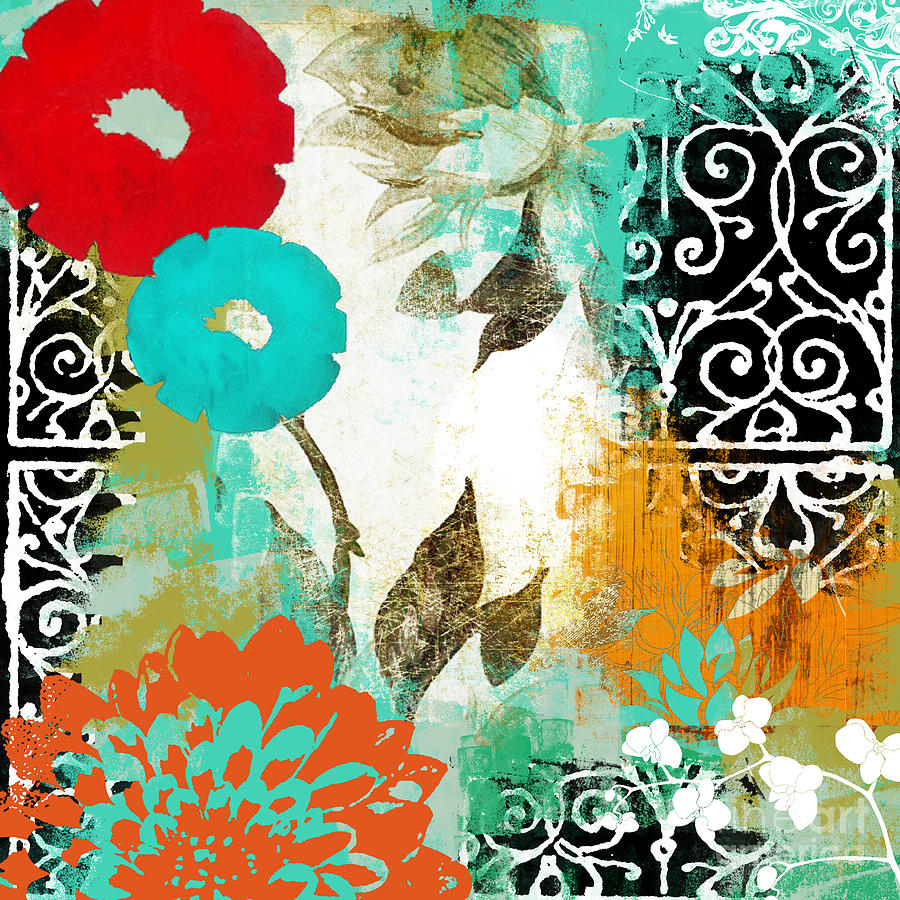 Abstract Painting - Bali I Abstract Collage Painting by Mindy Sommers