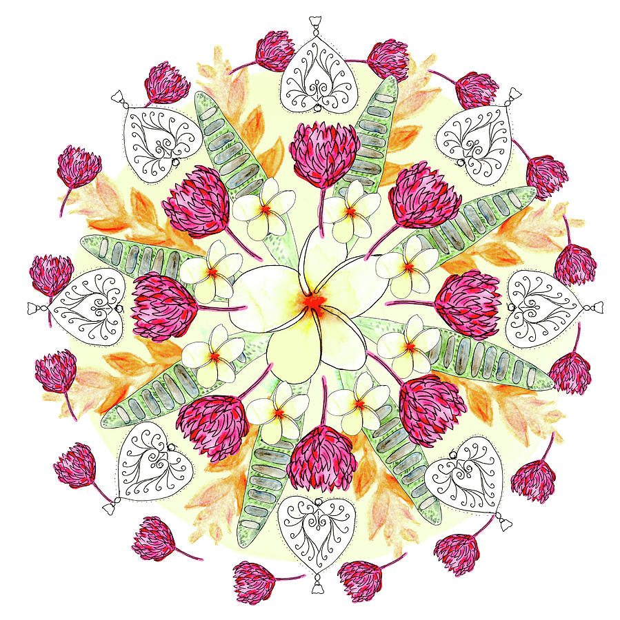 Flower Digital Art - Bali Inspired Mandala I by Louise Gale