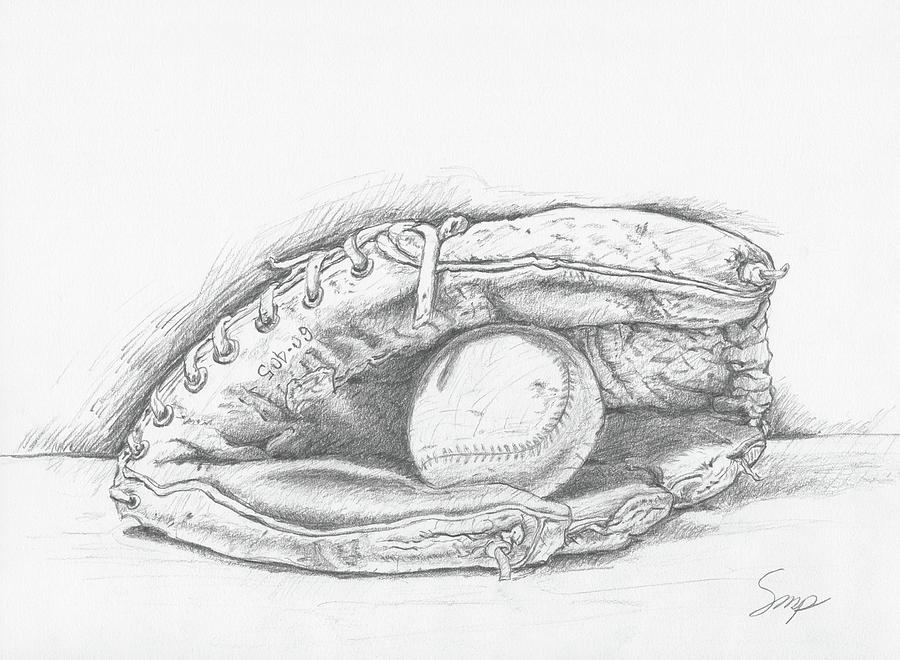 Ball and Glove Drawing by Steven Powers SMP