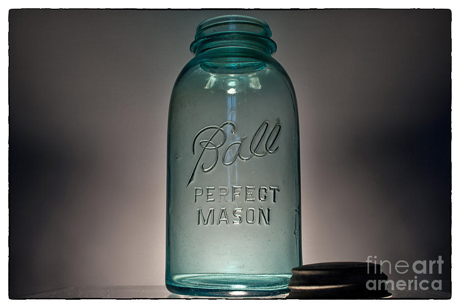 Vintage Photograph - Ball Jar and Lid Outline by Pittsburgh Photo Company