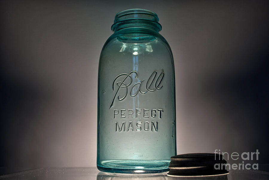 Vintage Photograph - Ball Jar and Lid by Pittsburgh Photo Company