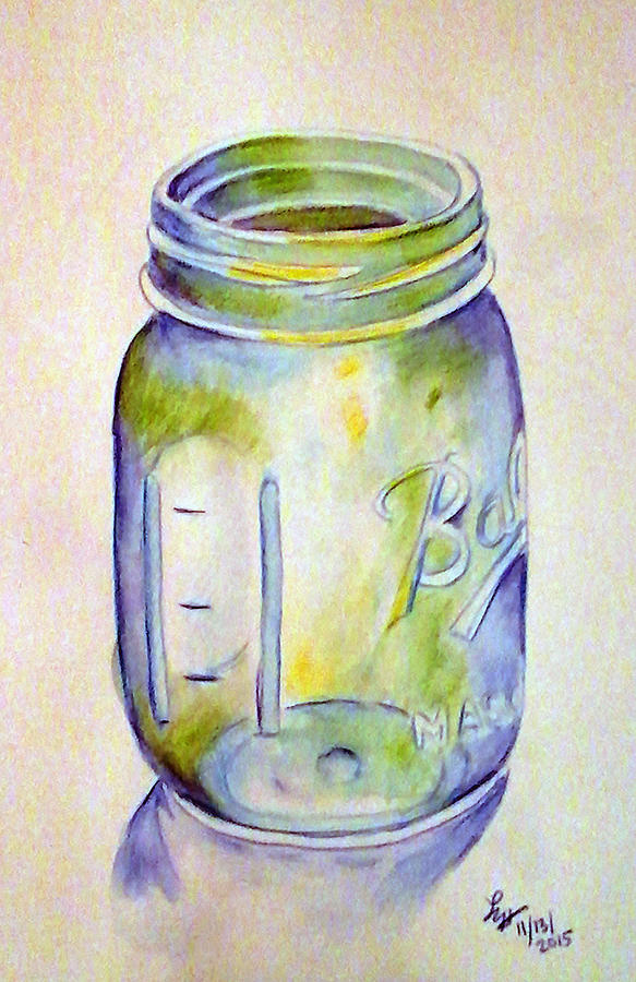 Ball Mason Jar Painting by Loretta Nash