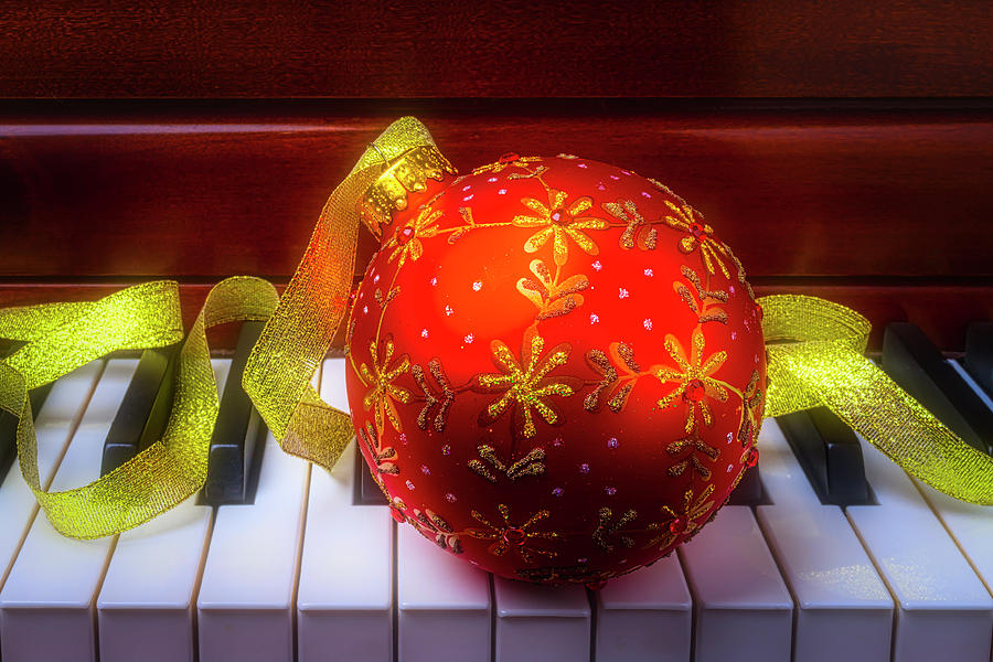 Ball Ornament Piano Keys Photograph by Garry Gay