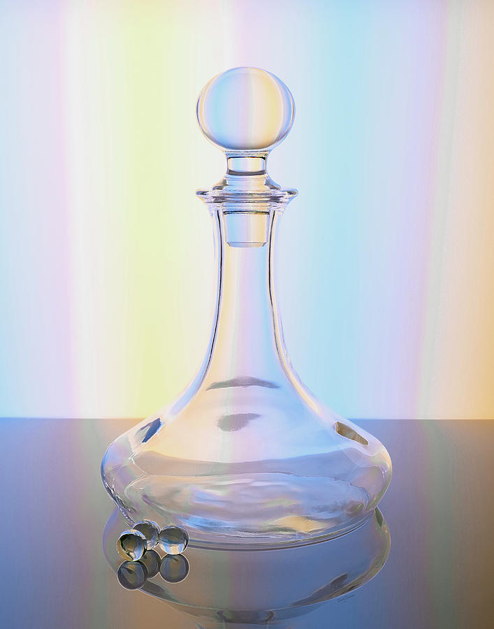 Still Life Photograph - Ball Top Glass Decanter in Pastels by Betty Denise