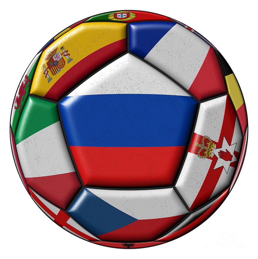Ball with flag of Russia in the center Digital Art by Michal Boubin
