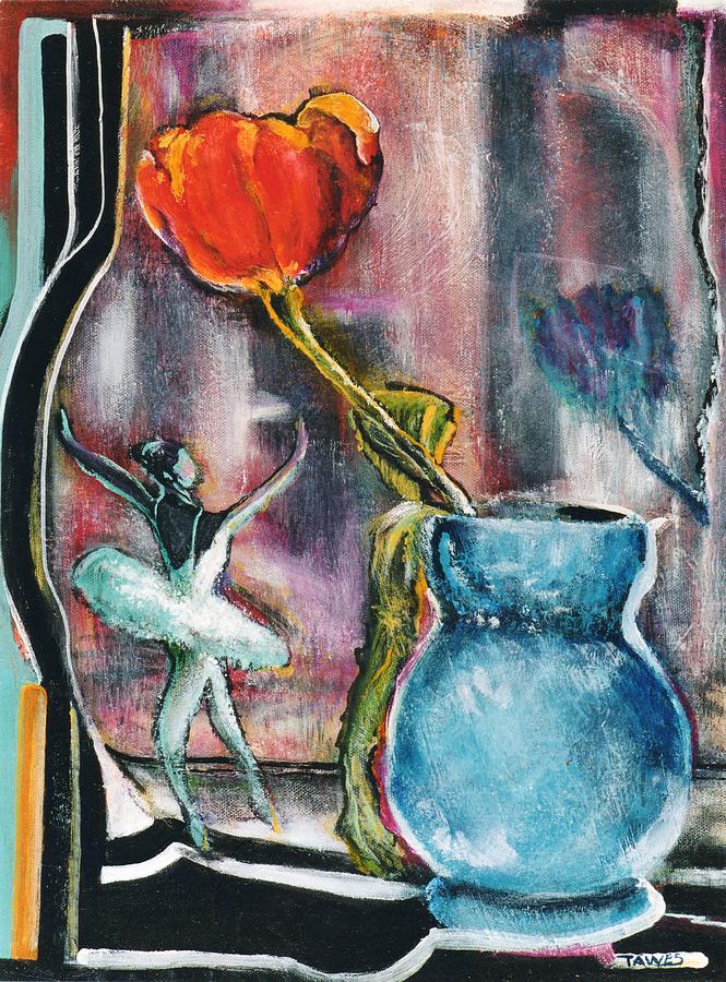 Ballerina and Flower Painting by Dennis Tawes