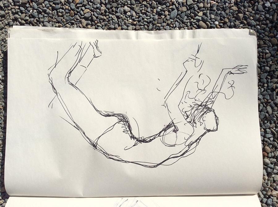 Female Drawing - Ballerina Bending Backwards From Her Knees by Elizabeth Parashis