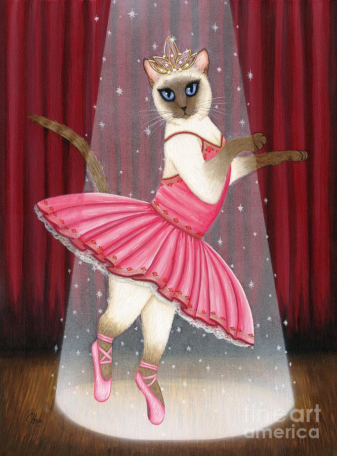 Ballerina Cat - Dancing Siamese Cat Painting by Carrie Hawks