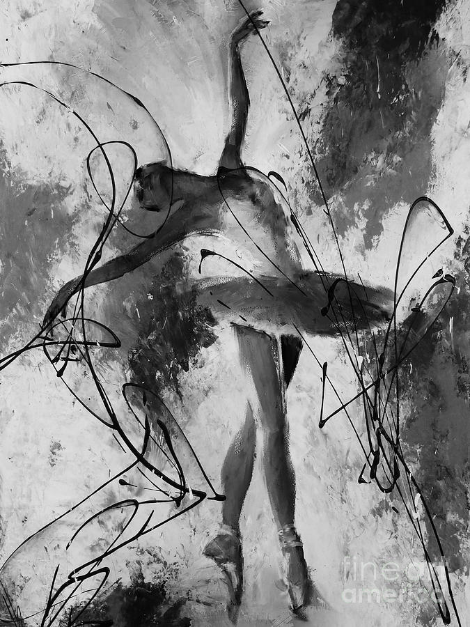 Ballerina dance Black and White  Painting by Gull G