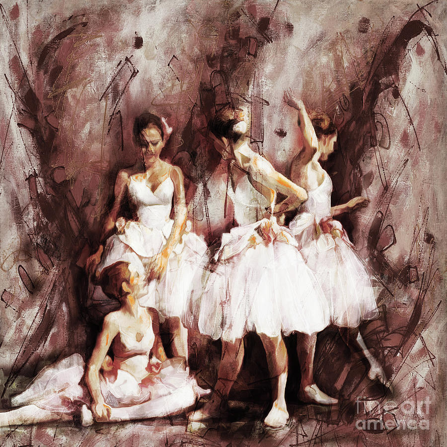 Ballerina dance Girls on the floor  Painting by Gull G