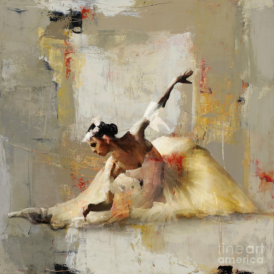 Ballerina dance on the floor 01 Painting by Gull G