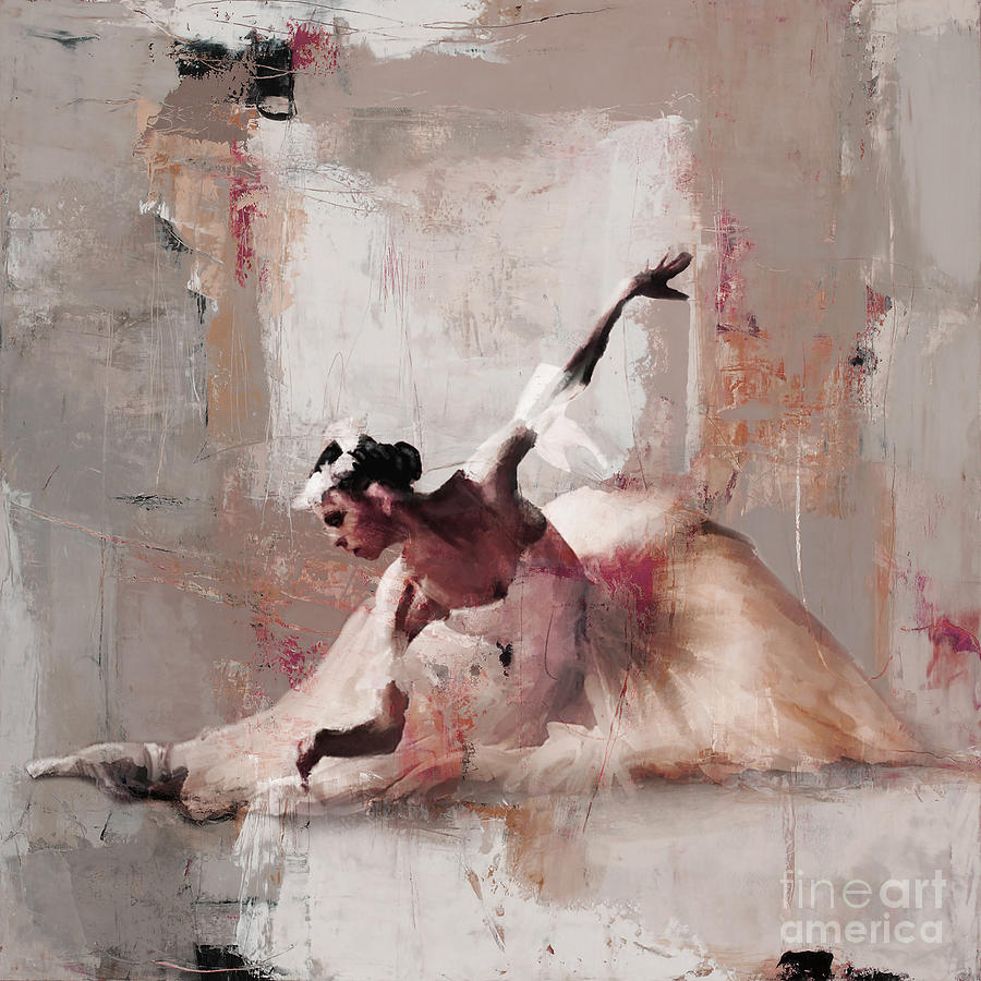 Swan Painting - Ballerina dance on the floor 02 by Gull G