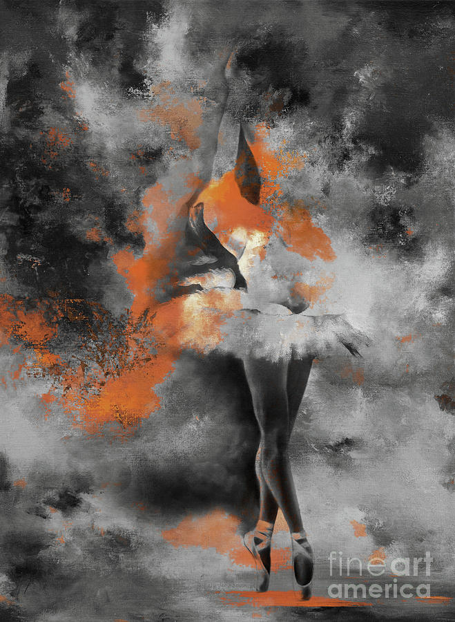 Ballerina dancing lady on the floor 876ty Painting by Gull G