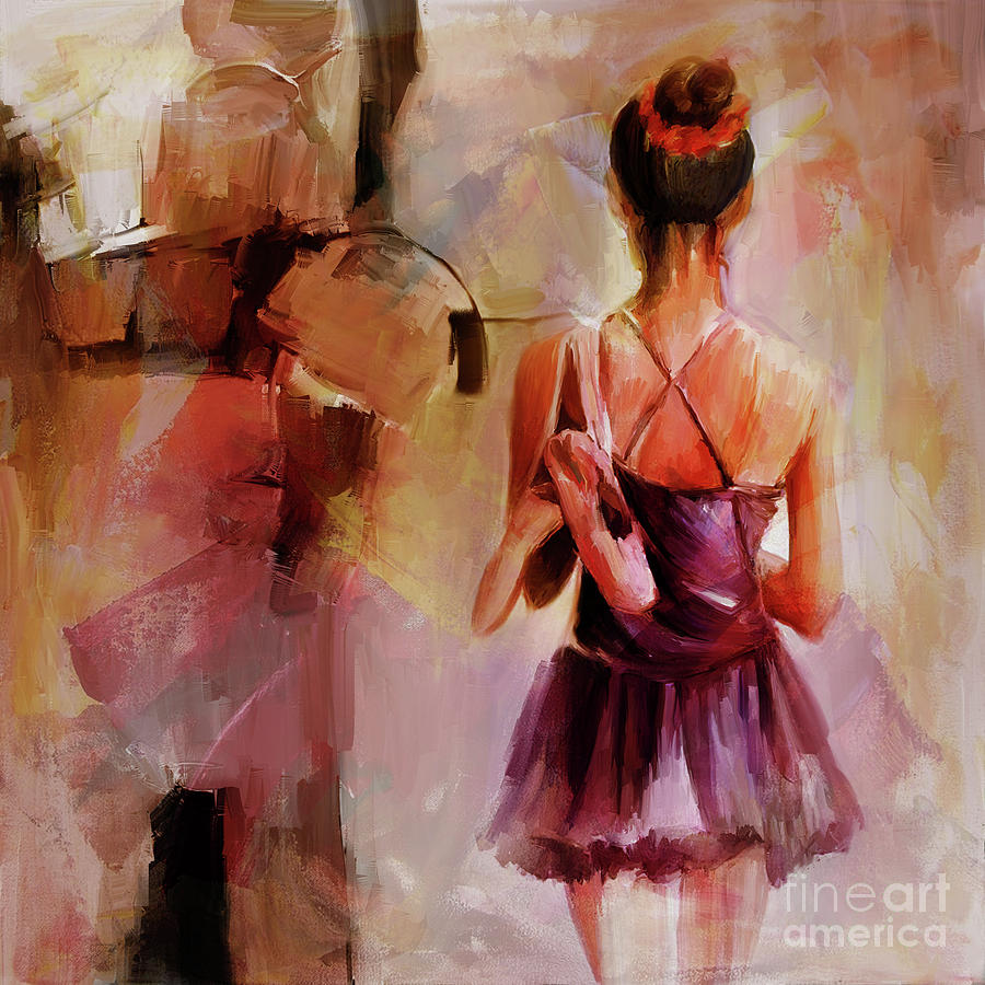 Ballerina Girl Holding Shoes  Painting by Gull G