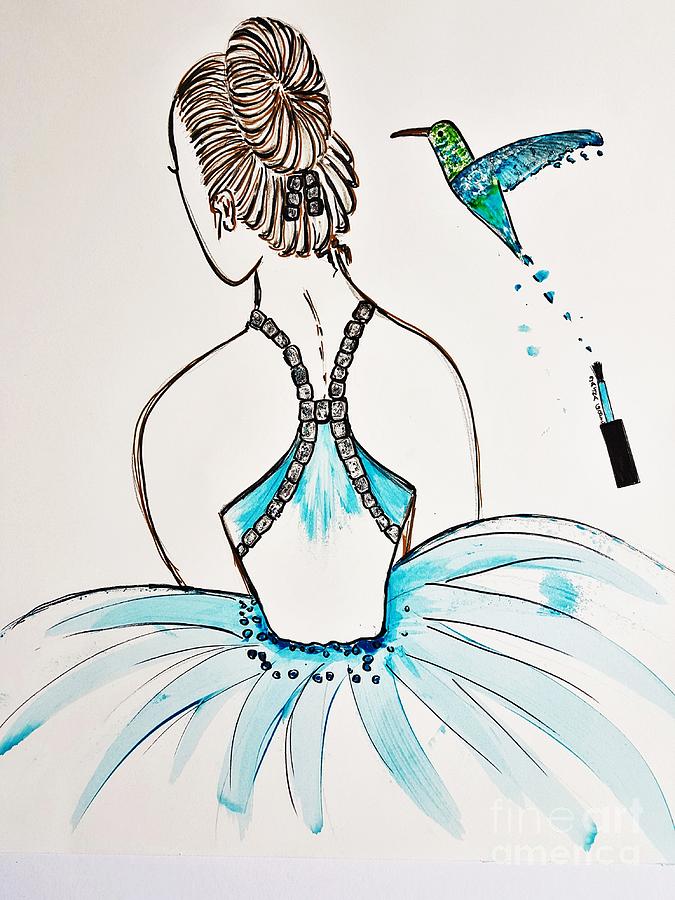 Ballerina  Hummingbird Love Painting by Jasna Gopic