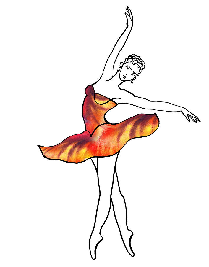 Ballerina In Fire Petals Dress Painting by Irina Sztukowski