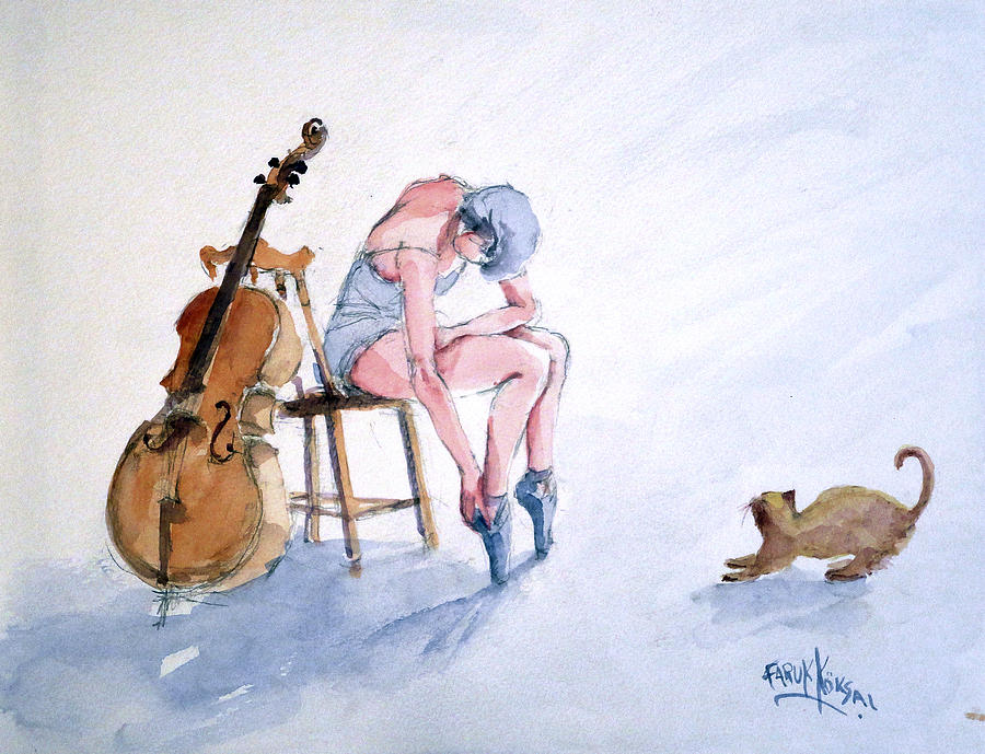 Ballerina is resting Painting by Faruk Koksal