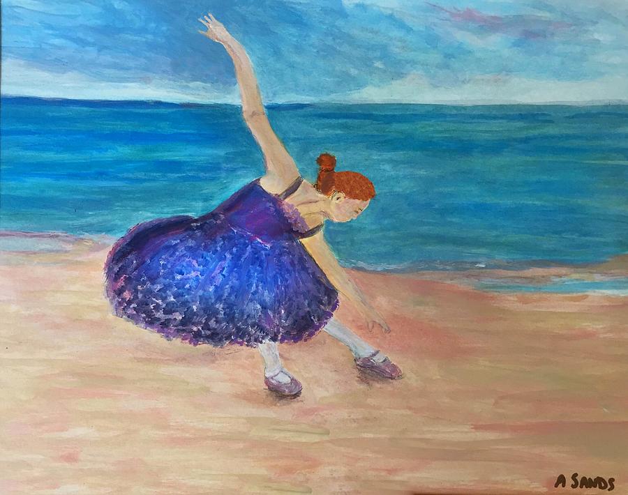 Ballerina on the Beach Painting by Anne Sands