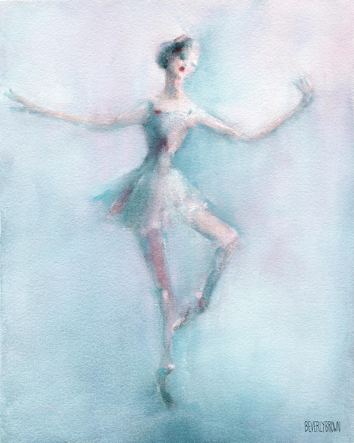 Ballerina Pastel Pink and Blue Painting by Beverly Brown