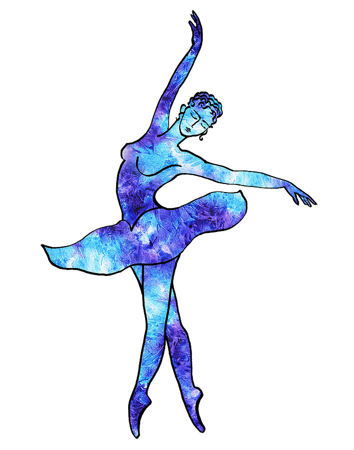Ballerina Silhouette Blue Frost Dance Painting by Irina Sztukowski