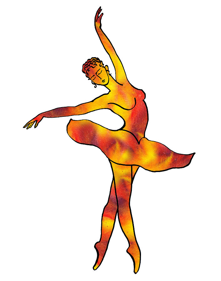 Ballerina Silhouette Dancing Fire Painting by Irina Sztukowski
