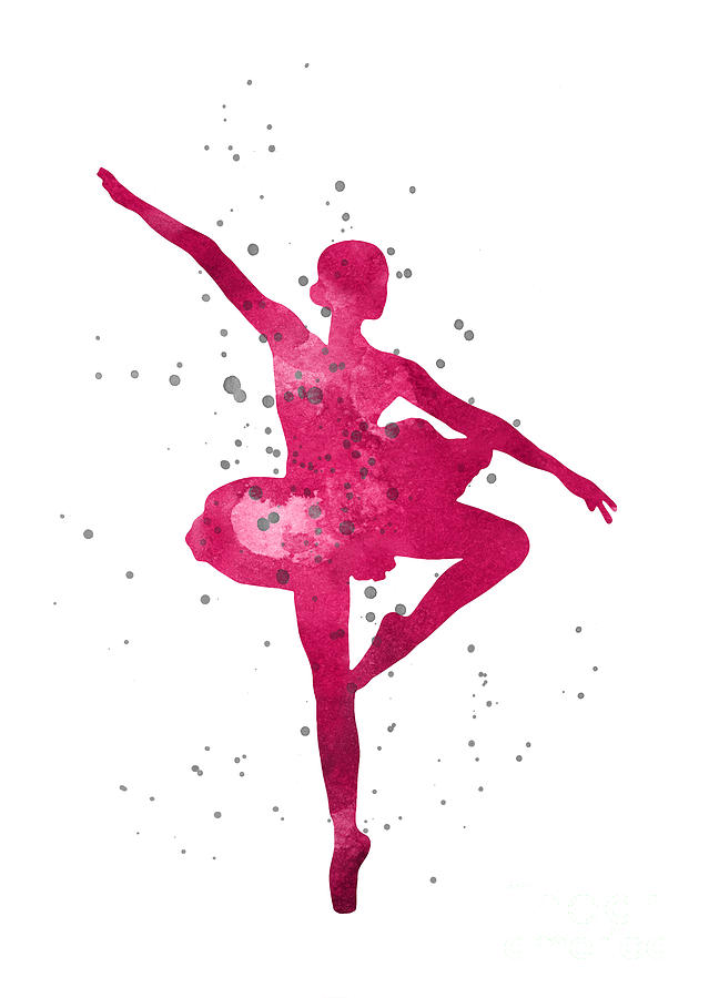 Abstract Painting - Ballerina silhouette watercolor painting by Joanna Szmerdt