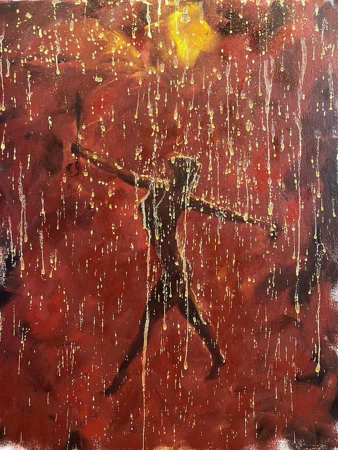 Ballerina Under Atomic Rain Painting by Iryna Oliinyk