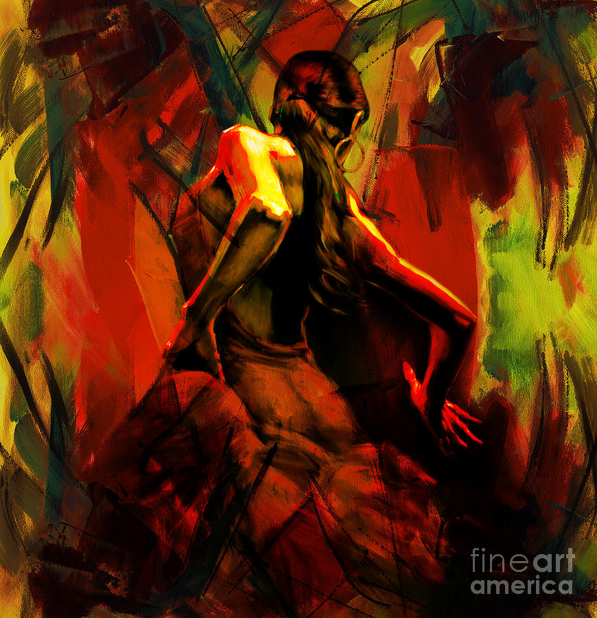 Spanish Flamenco dancer 67p1 Painting by Gull G