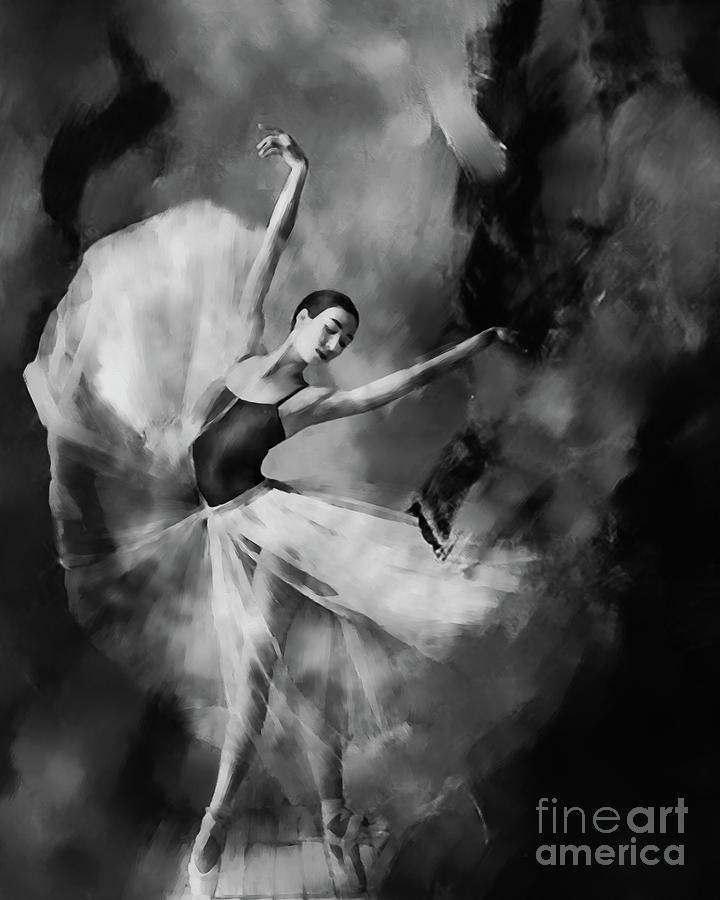 Swan Painting - Ballet Dance 03340 by Gull G