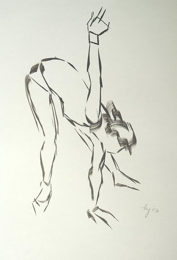 Ballet dancer bending and stretching Painting by Mike Jory