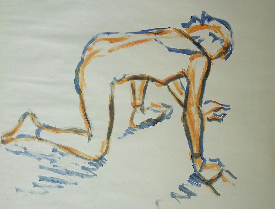 Ballet Dancer On All Fours With One Knee Raised Painting by Mike Jory
