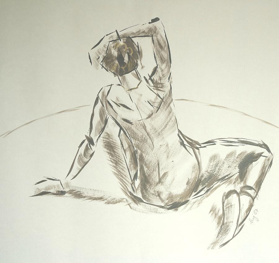 Ballet dancer brush drawing Painting by Mike Jory