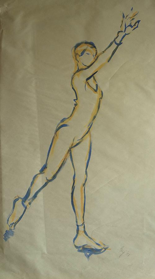 Ballet Dancer Stretchin Upwards While Standing Drawing by Mike Jory