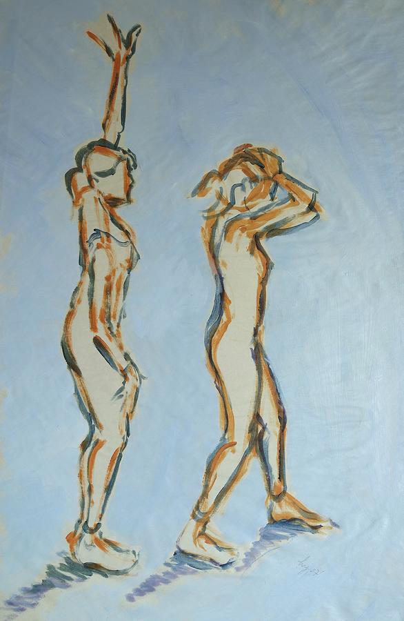 Ballet Dancer Stretching One Arm Up And Then A Moment Later Placing Both Hands On Head Drawing by Mike Jory