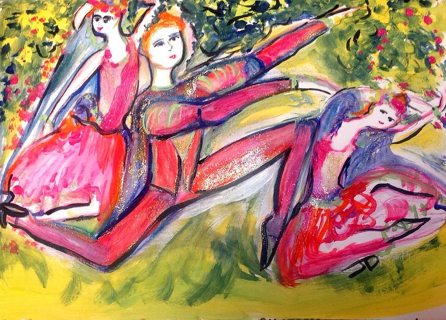Ballet In The Flower Garden  Painting by Judith Desrosiers