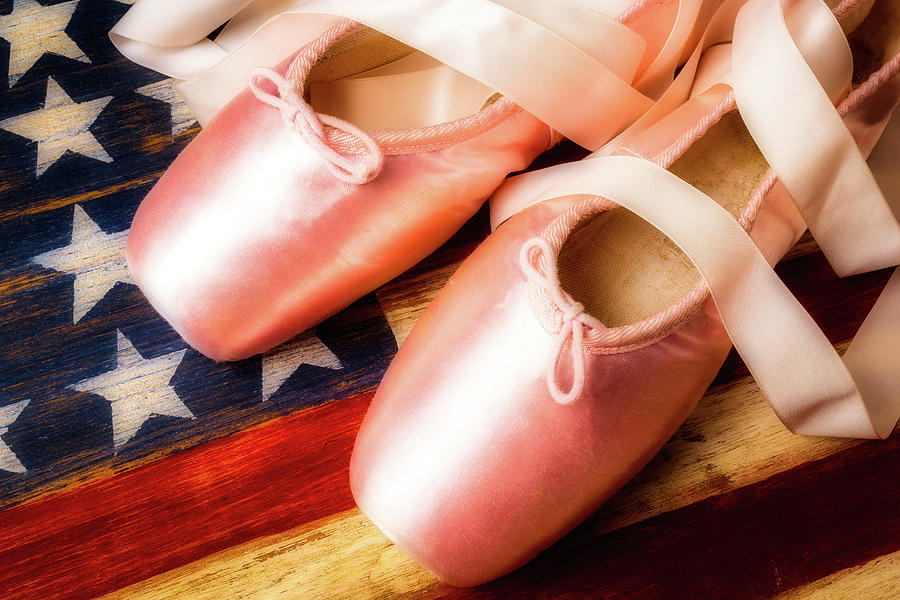 Ballet Shoes And American Flag Photograph by Garry Gay