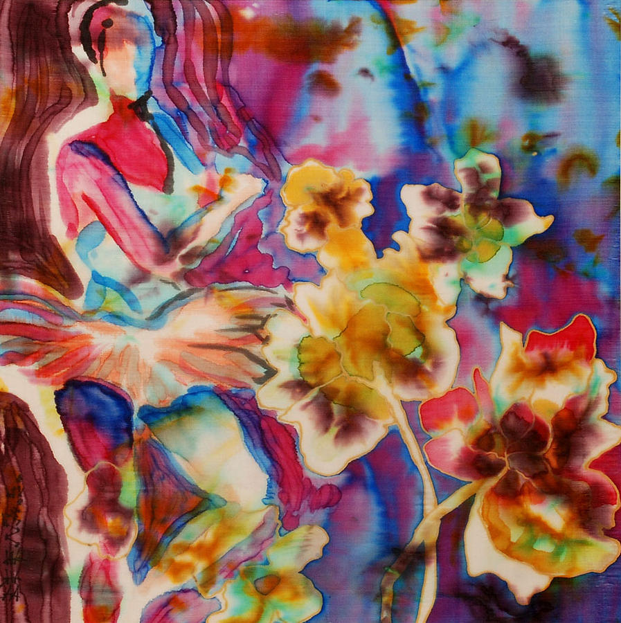 Ballet With Orchids Painting by Beena Samuel