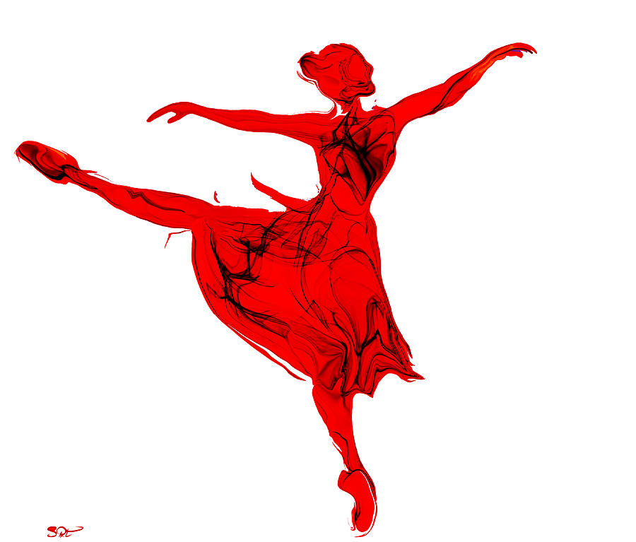 Fantasy Painting - Balletic Beauty in Red and White by Abstract Angel Artist Stephen K