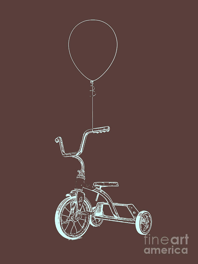 Balloon and Tricycle Brown Graphic Digital Art by Edward Fielding