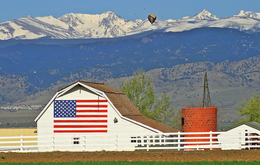 Lafayette Photograph - Balloon Barn and Mountains by Scott Mahon