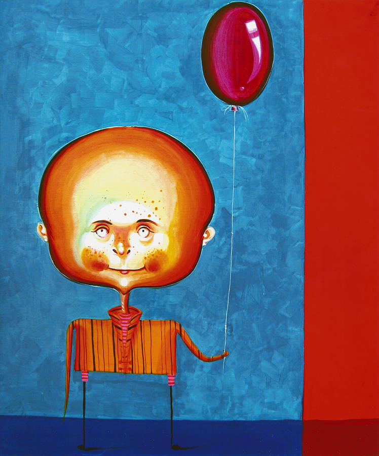 Acrylics Painting - Balloon boy - Acrylics on canvas by Tiberiu Soos