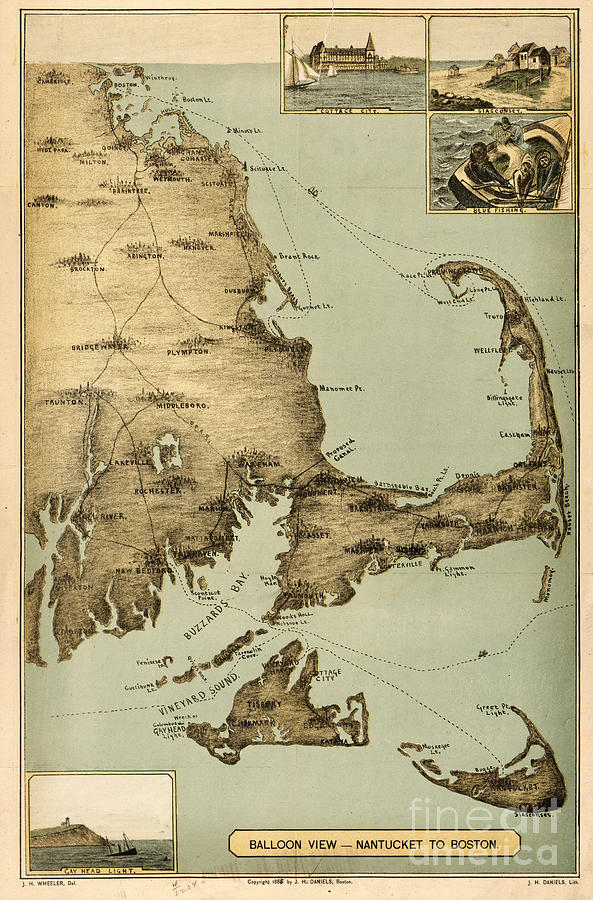 Balloon view of Nantucket to Boston Painting by Celestial Images