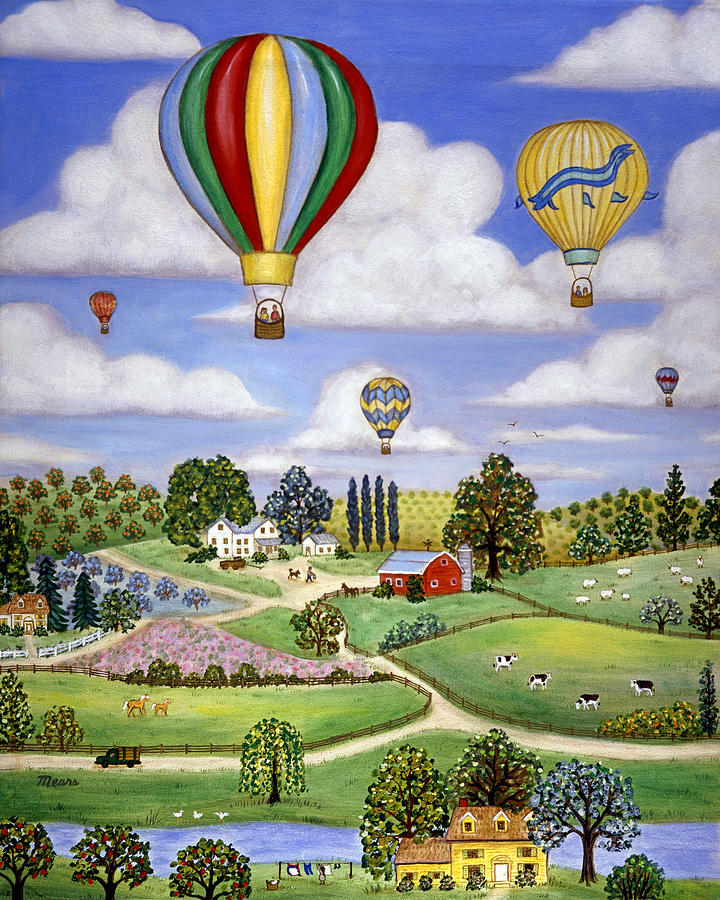 Landscape Painting - Ballooning in the Country One by Linda Mears