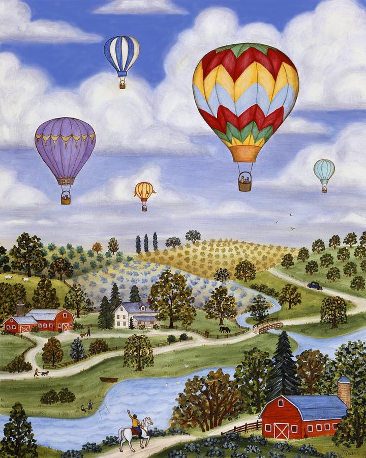Landscape Painting - Ballooning in the Country Two of Two by Linda Mears