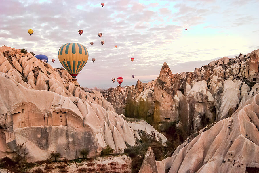 Turkey Photograph - Balloons and Deep Canyons by Phyllis Taylor