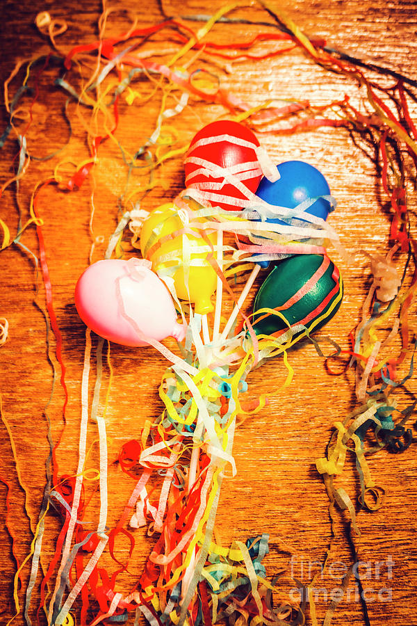 Balloons entangled with colorful streamers Photograph by Jorgo Photography