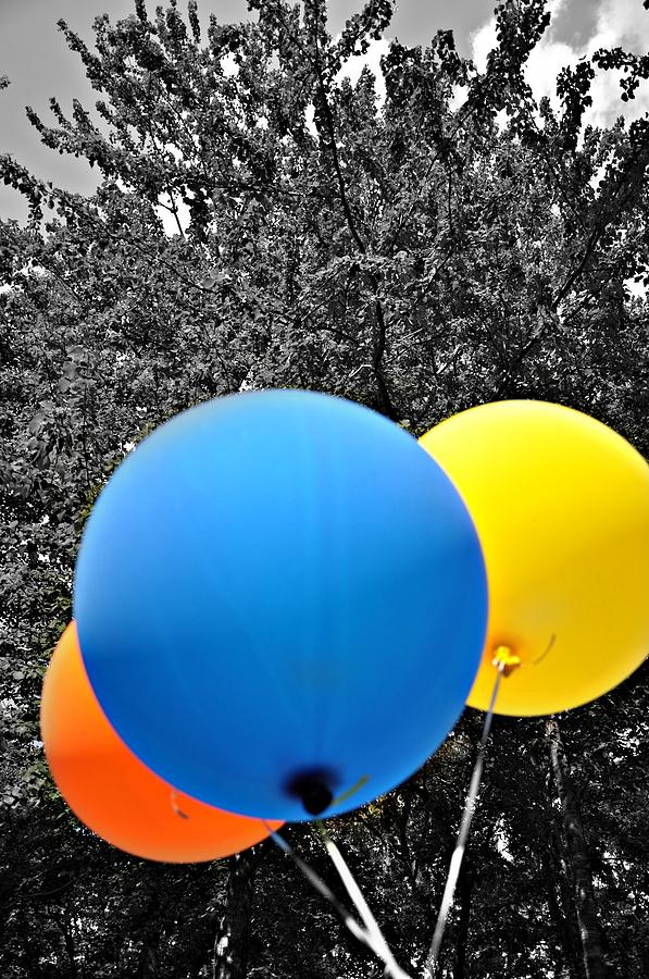 Black And White Photograph - Balloons by Leah Mihuc