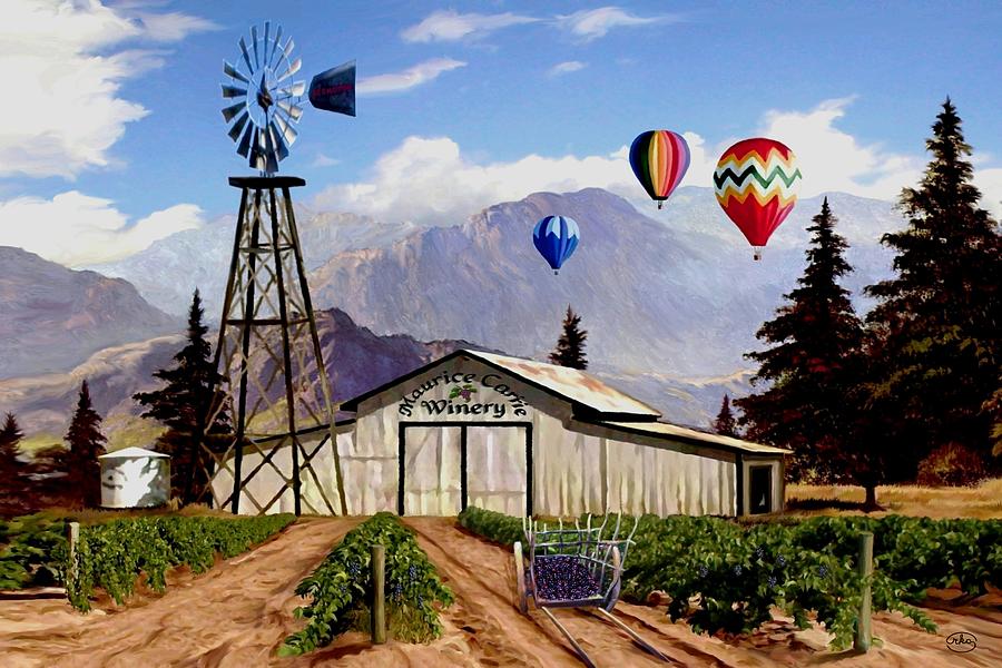 Balloons Over the Winery 1 Painting by Ron Chambers